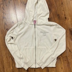 White Juicy Couture X Forever 21 Collab Rhinestone Zip up Hoodie Size Medium